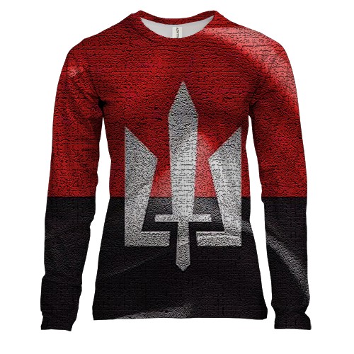 Жіночий 3D лонгслів з прапором ОУН і гербом України