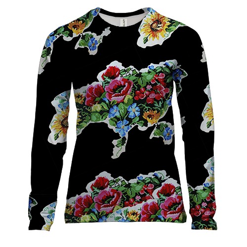 Женский 3D лонгслив с картой Украины