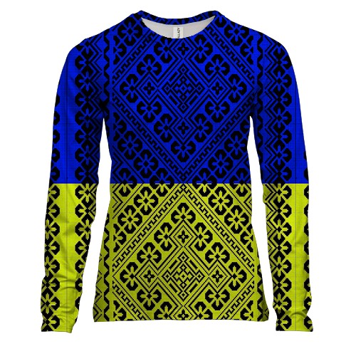 Жіночий 3D лонгслів з українським прапором і візерунком