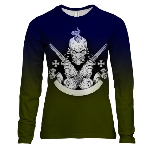 Женский 3D лонгслив с вооруженным козаком