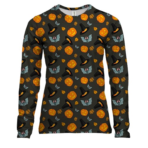 Женский 3D лонгслив с тыквами (арт)