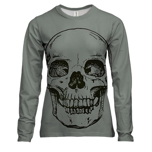 Женский 3D лонгслив Череп