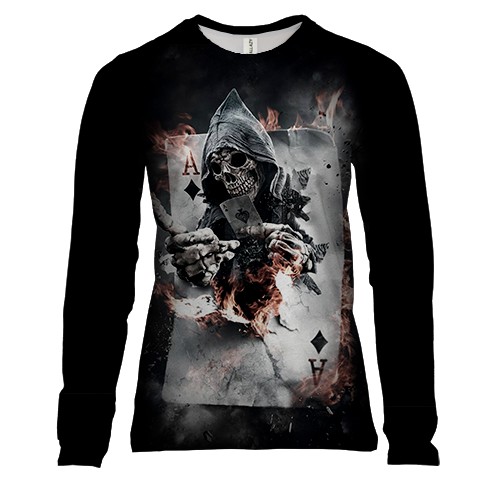 Жіночий 3D лонгслів Смерть в гральній карті