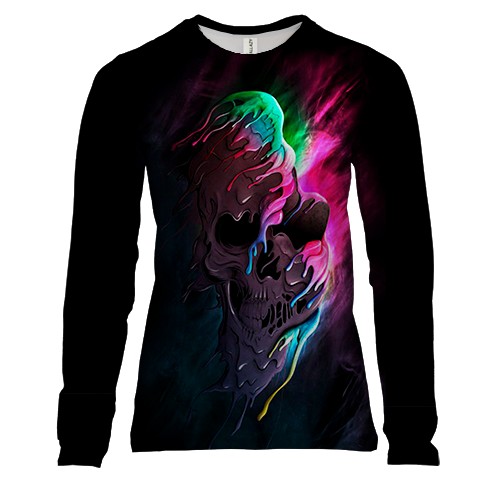 Женский 3D лонгслив Расплавленный череп