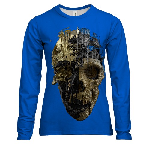 Женский 3D лонгслив Золотой череп