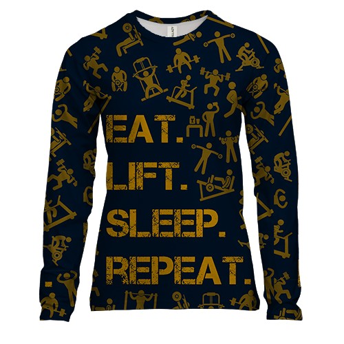 Жіночий 3D лонгслів Eat Lift Sleep Repeat
