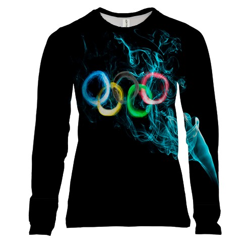 Женский 3D лонгслив Олимпийские кольца из дыма