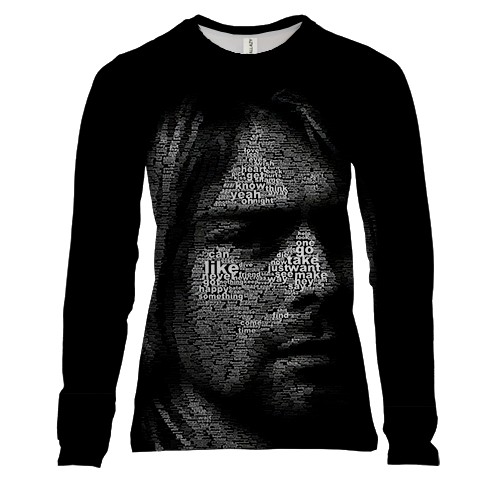 Жіночий 3D лонгслів Курт Кобейн з слів