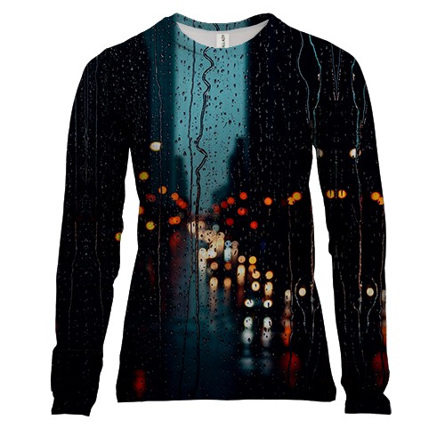 Женский 3D лонгслив Дождливый город