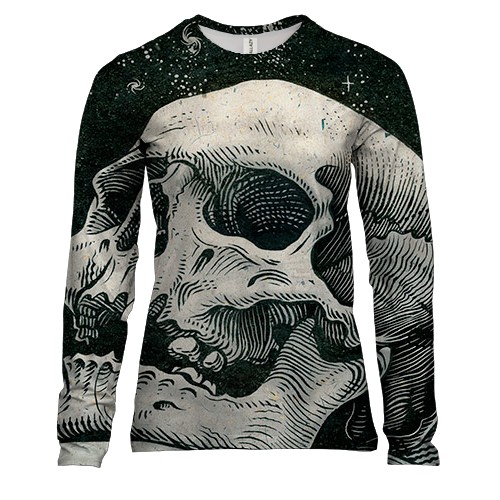 Женский 3D лонгслив с черепом в космосе
