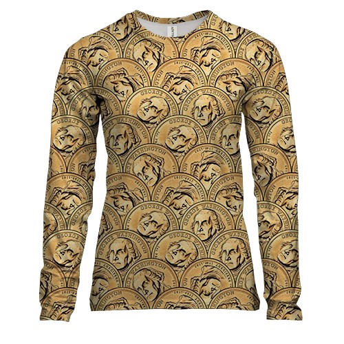 Женский 3D лонгслив с долларами монетами