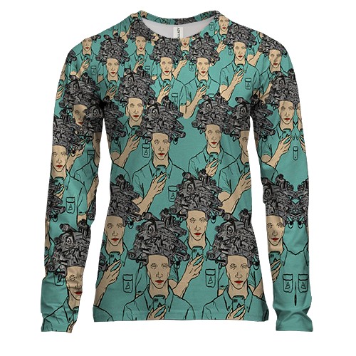 Жіночий 3D лонгслів с зомбированным обществом