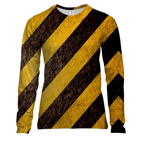 Жіночий 3D лонгслів з чорно-жовтими смугами