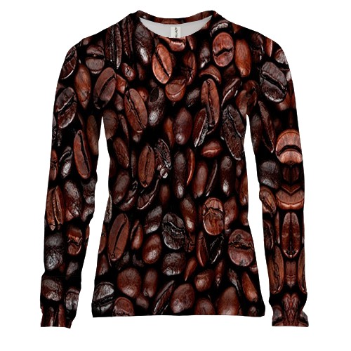Женский 3D лонгслив с зернами кофе