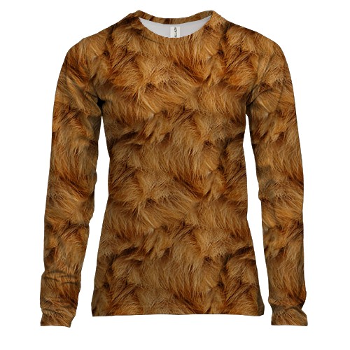 Женский 3D лонгслив с длинной шерстью