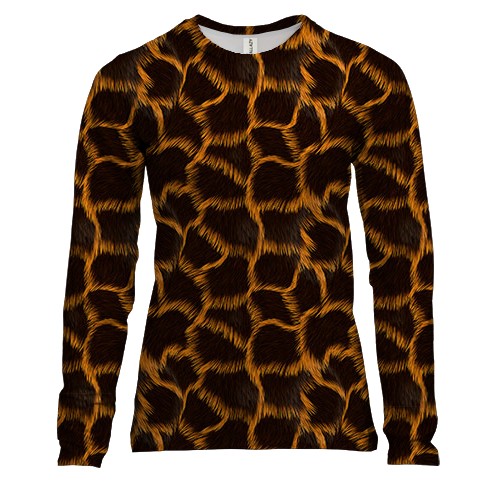 Женский 3D лонгслив с тёмной леопардовой шкурой