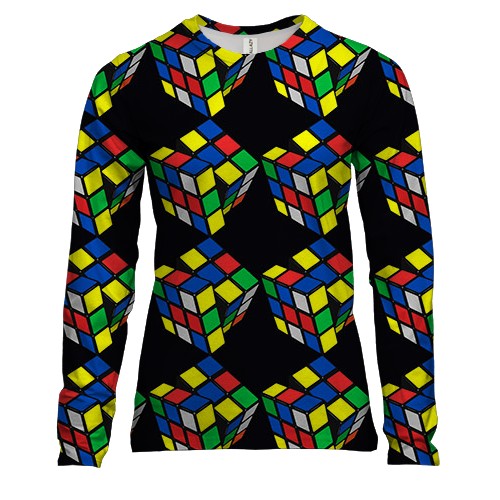 Женский 3D лонгслив с кубиком Рубика