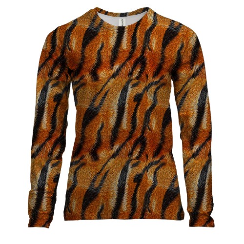Женский 3D лонгслив с тигровой шкурой