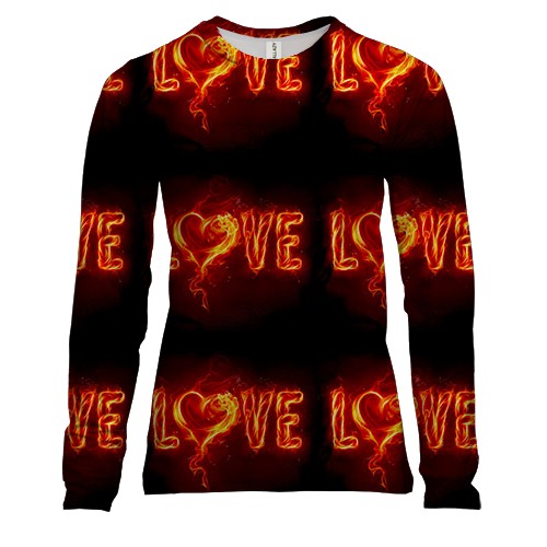 Женский 3D лонгслив с надписью "love"