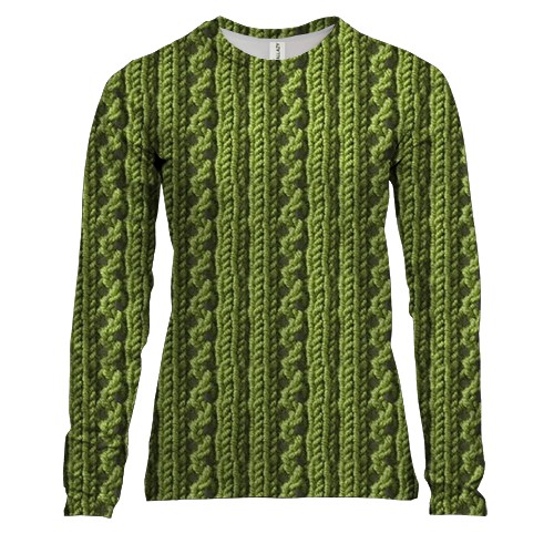 Жіночий 3D лонгслів із зеленою ниткою