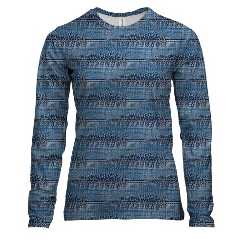 Женский 3D лонгслив с джинсовой текстурой