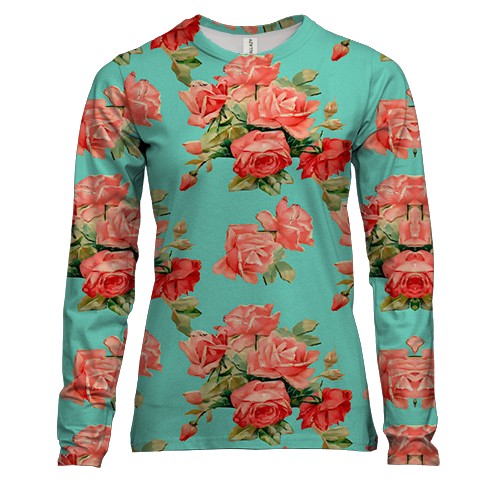 Жіночий 3D лонгслів з трояндами на шпалерах