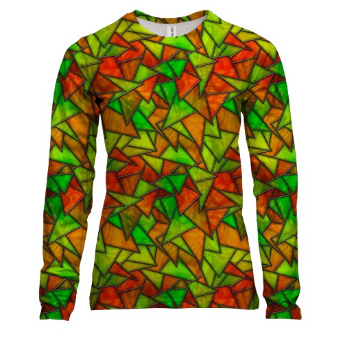 Женский 3D лонгслив с треугольным желтым витражом