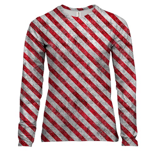 Жіночий 3D лонгслів з червоно-білими смугами