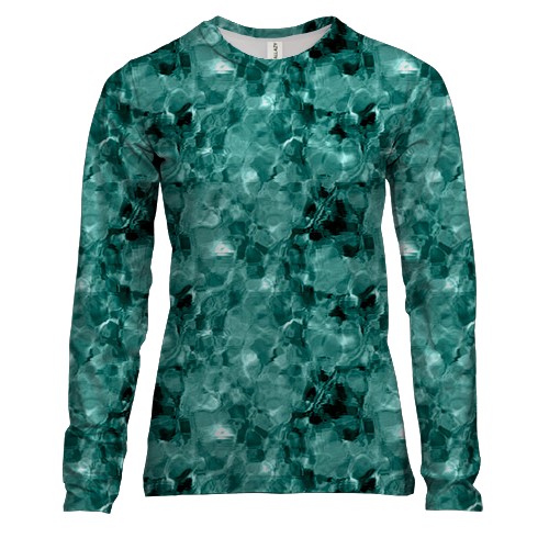 Женский 3D лонгслив с темно-синими кристаллами