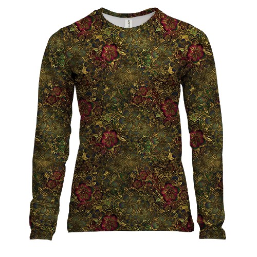 Жіночий 3D лонгслів з золотими квітами