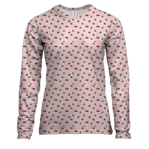 Женский 3D лонгслив с клубничными обоями