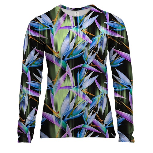 Женский 3D лонгслив со светящимися цветами