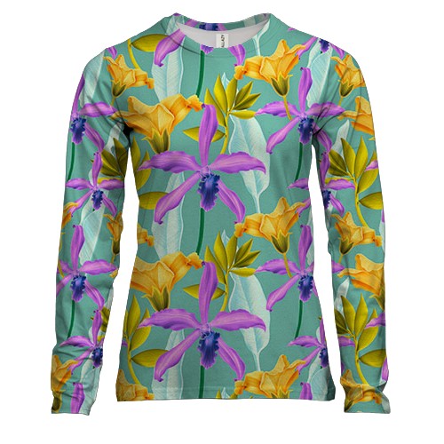 Женский 3D лонгслив с желтыми цветами