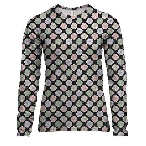 Женский 3D лонгслив с белыми цветами