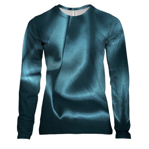 Жіночий 3D лонгслів з синьою шовковою тканиною