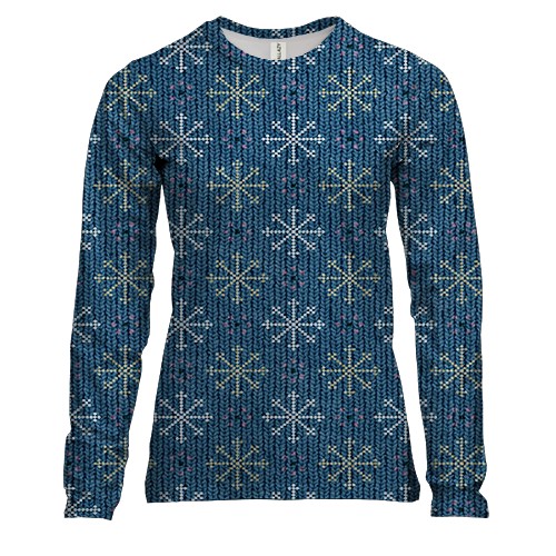 Женский 3D лонгслив с узорами снежинок