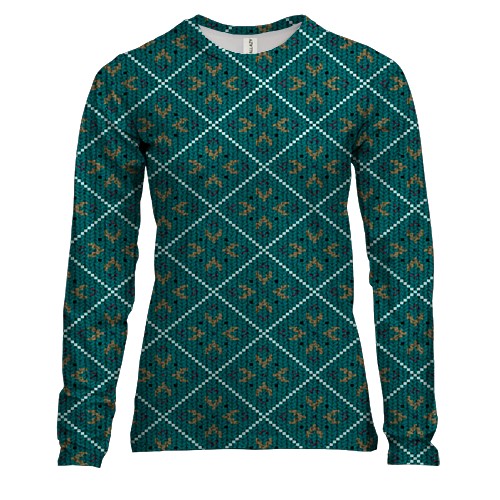 Женский 3D лонгслив с узорами ромбов