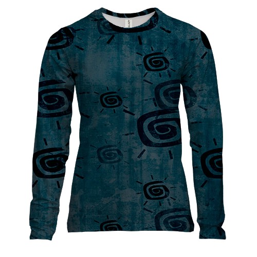 Женский 3D лонгслив с черными иконками солнца