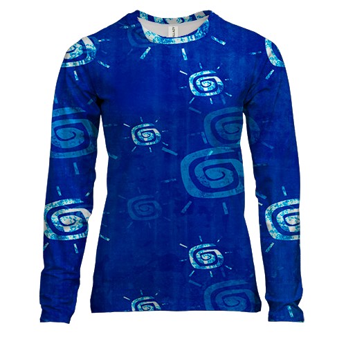 Женский 3D лонгслив с синими иконками солнца