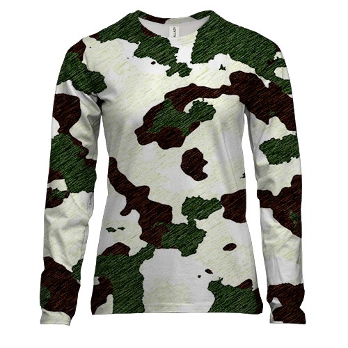 Жіночий 3D лонгслів с снежным камуфляжем