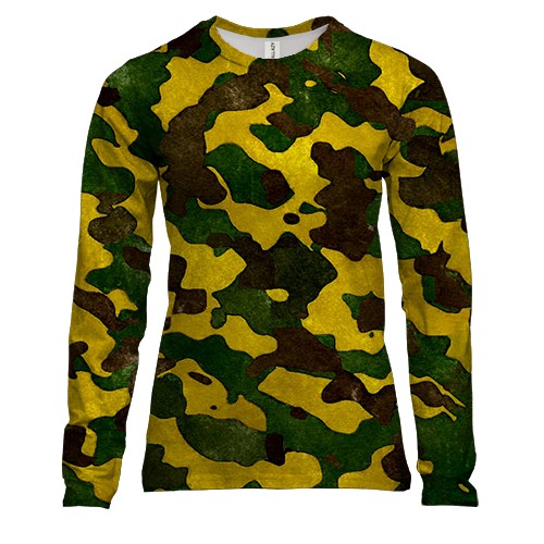 Жіночий 3D лонгслів зі степовим камуфляжем