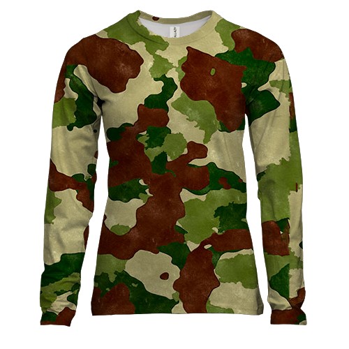 Женский 3D лонгслив с лесным камуфляжем