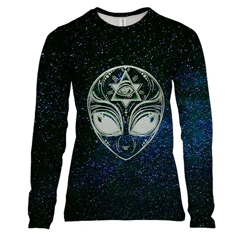 Женский 3D лонгслив с пришельцем масоном
