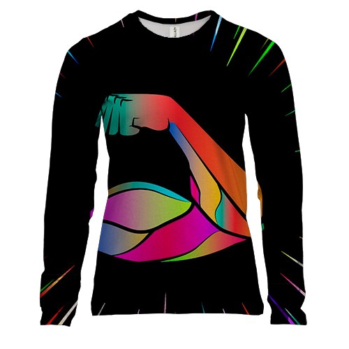 Женский 3D лонгслив с разноцветным бицепсом