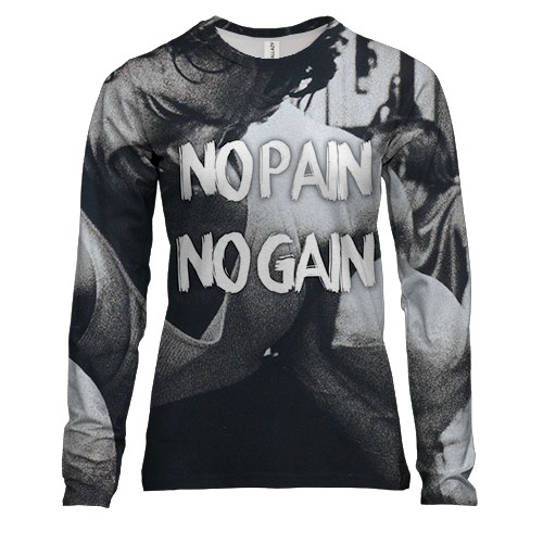 Женский 3D лонгслив No pain No gain
