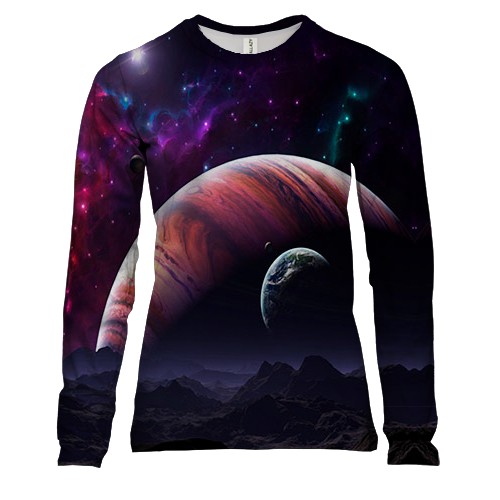 Жіночий 3D лонгслів з космічним пейзажем