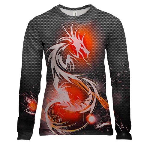 Женский 3D лонгслив с  белым драконом