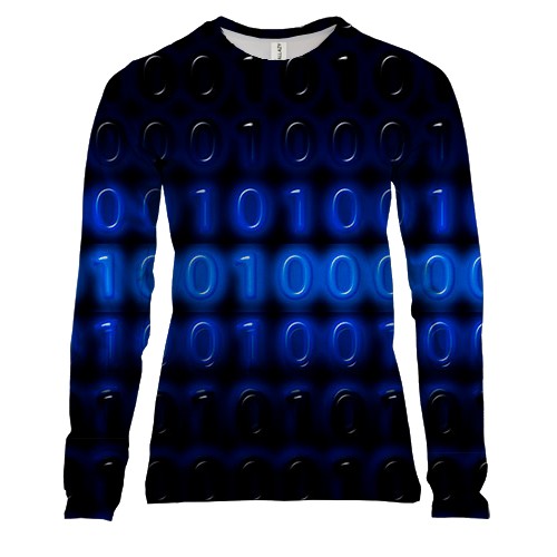Женский 3D лонгслив с двоичным кодом