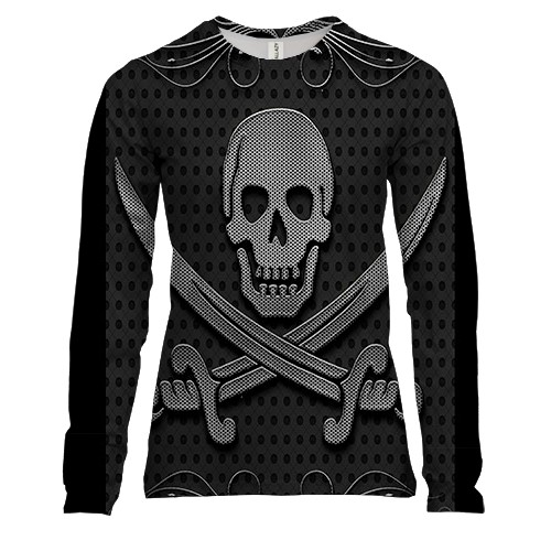 Женский 3D лонгслив с пиратской символикой