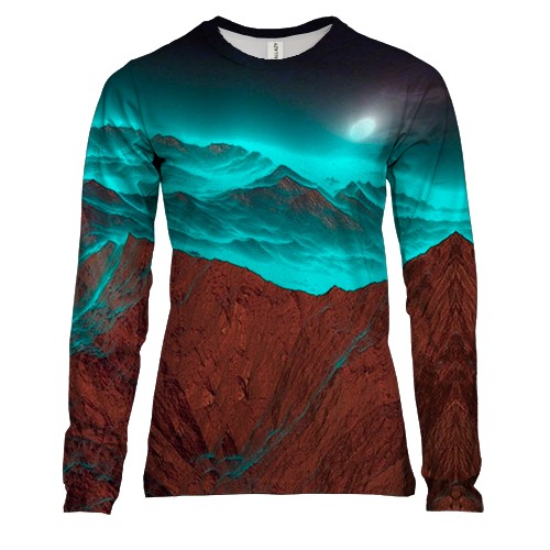 Женский 3D лонгслив с горным пейзажем